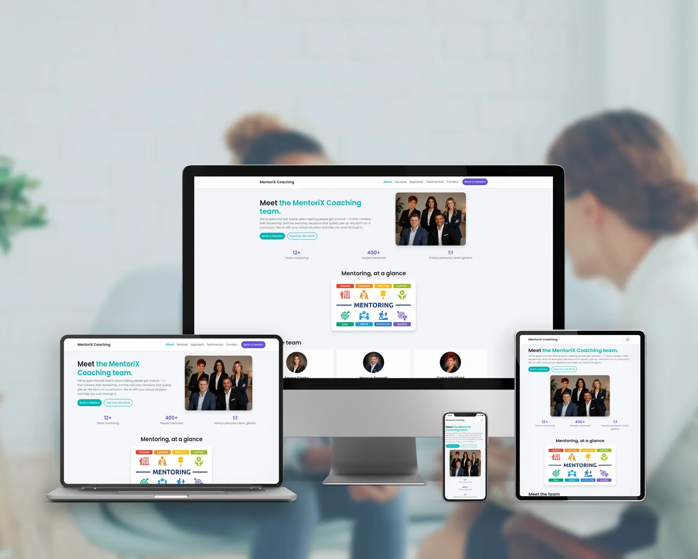 Mentorprogram weboldal reszponzív nézete